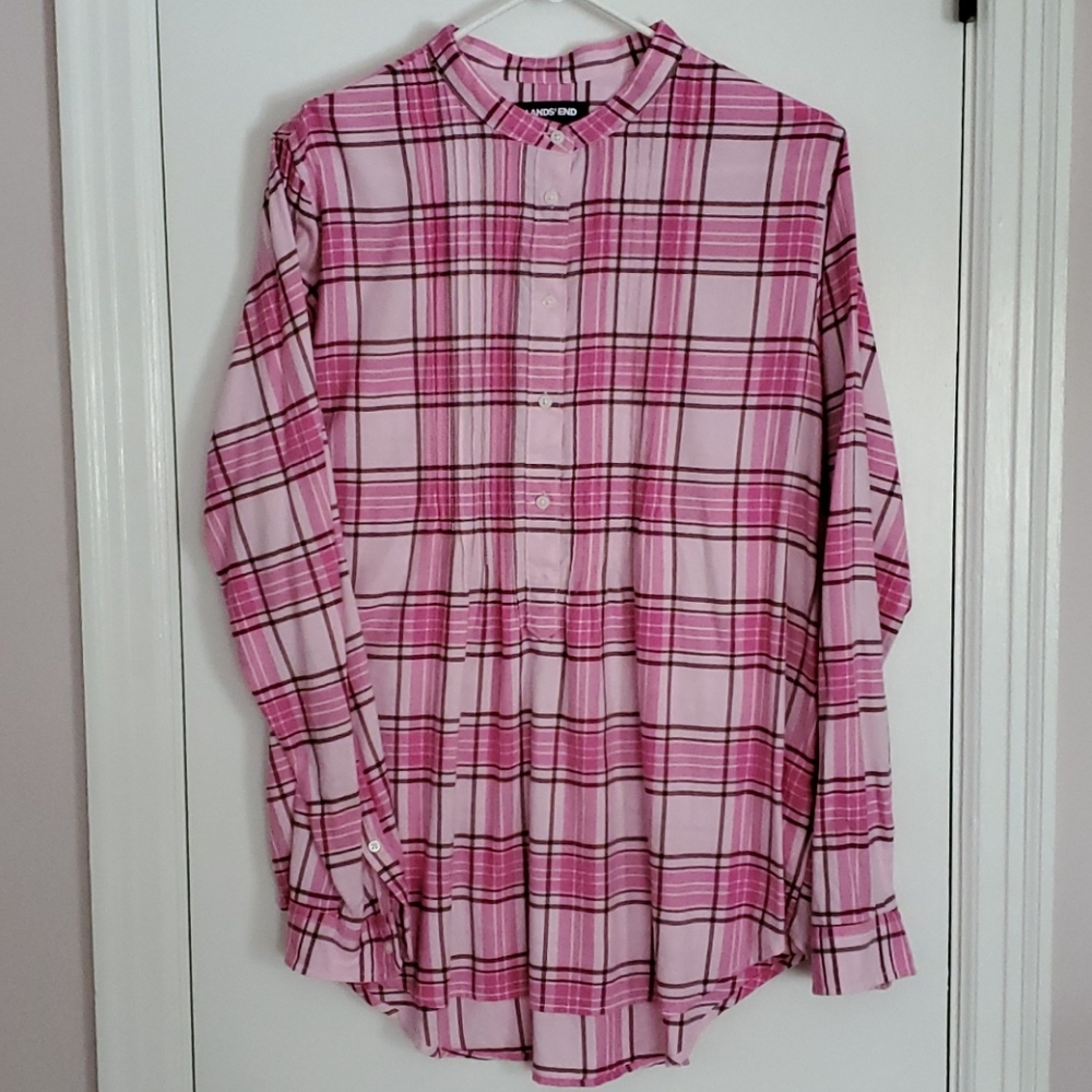 Lands End Women's Flannel Tunic Top